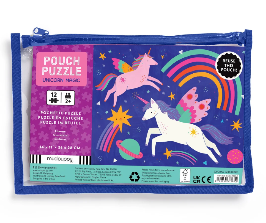 Mudpuppy Unicorn Magic Pouch Puzzle - 12pc Multi