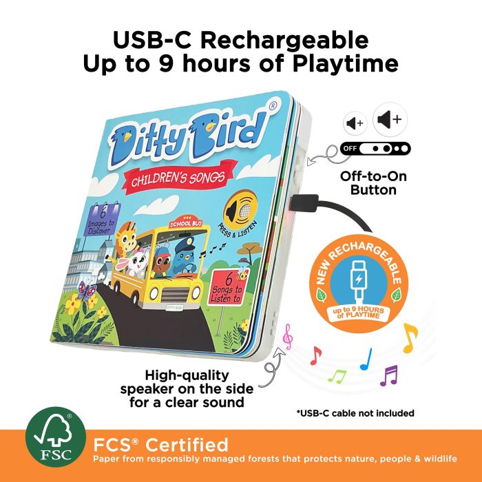 Ditty Bird Children's Songs Multi-coloured 16x2x16cm