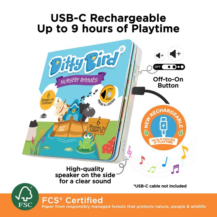 Ditty Bird Nursery Rhymes Multi-coloured 16x2x16cm