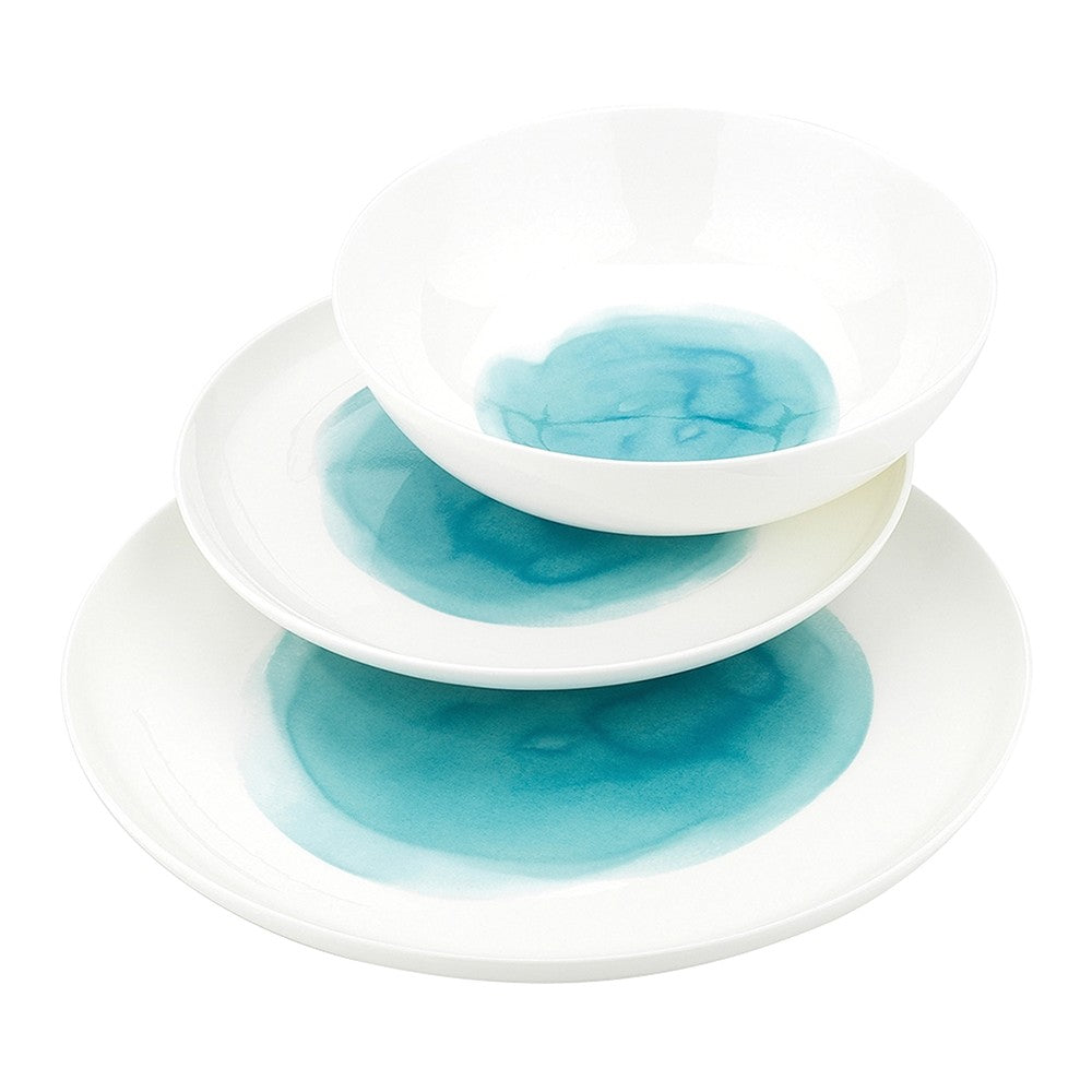 Ecology Watercolour 12 Piece Dinner Set Aqua