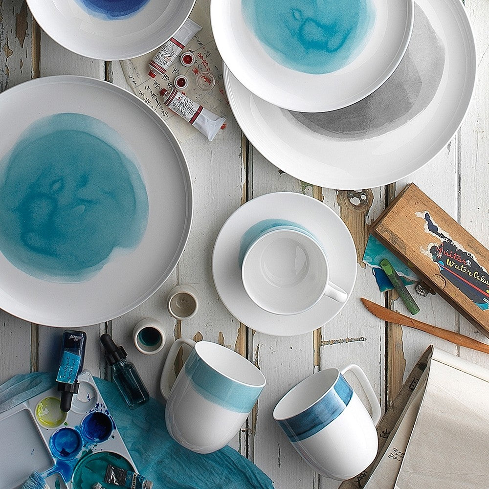 Ecology Watercolour 12 Piece Dinner Set Aqua