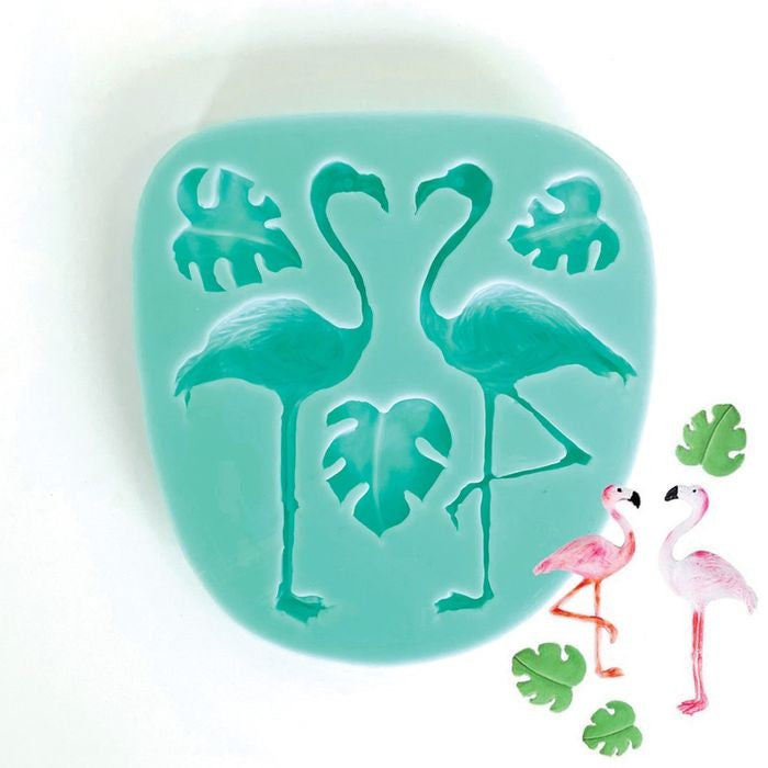 Cake Craft Flamingo And Banana Leaf Silicone Mould