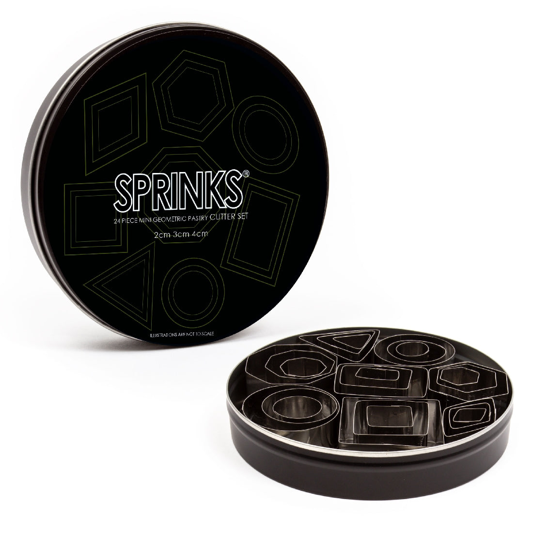 24 Piece Mini Geometric Stainless Pastry Cutter Set - By Sprinks